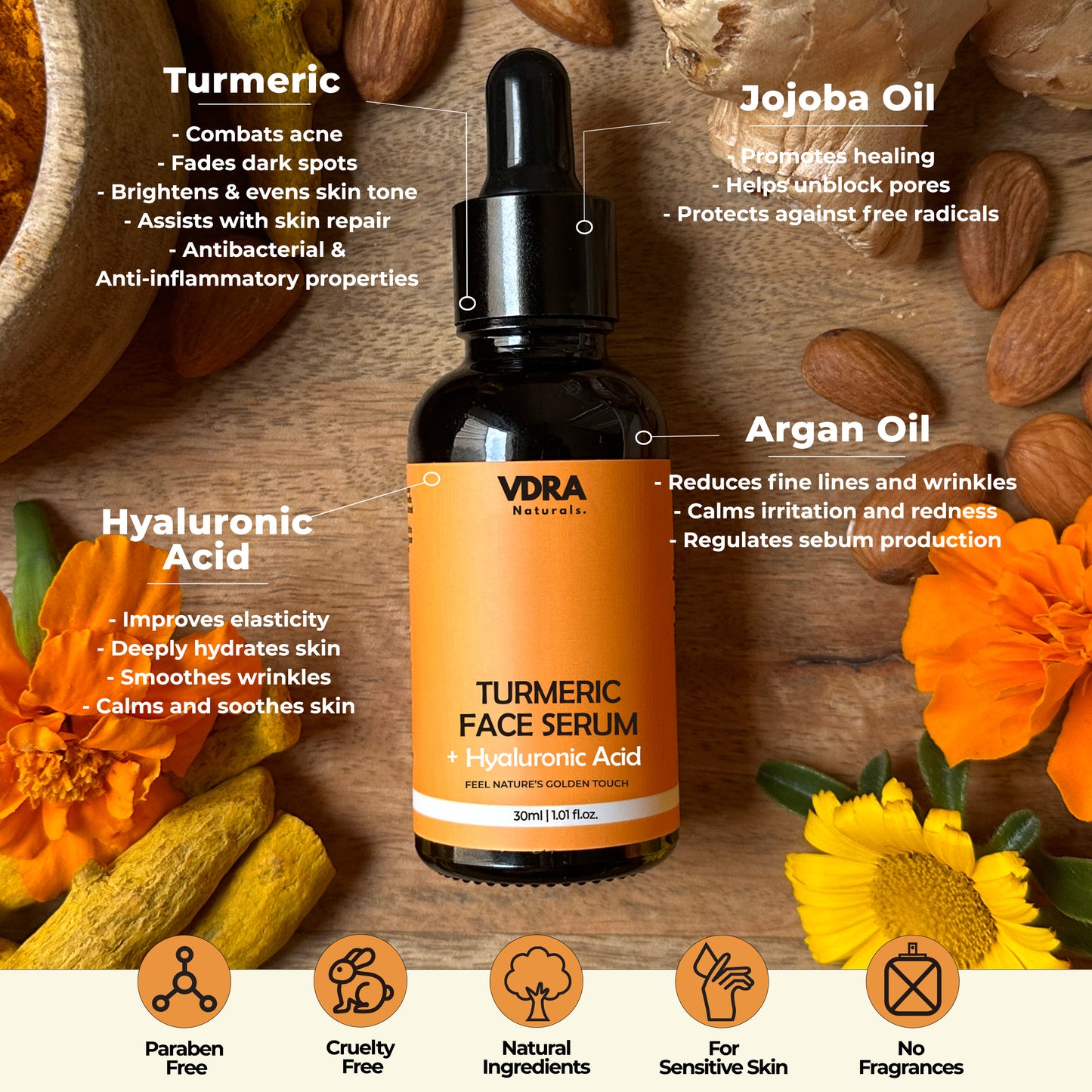 Natural Ayurvedic Skin Brightening Hydrating Serum_Key Ingredients Image