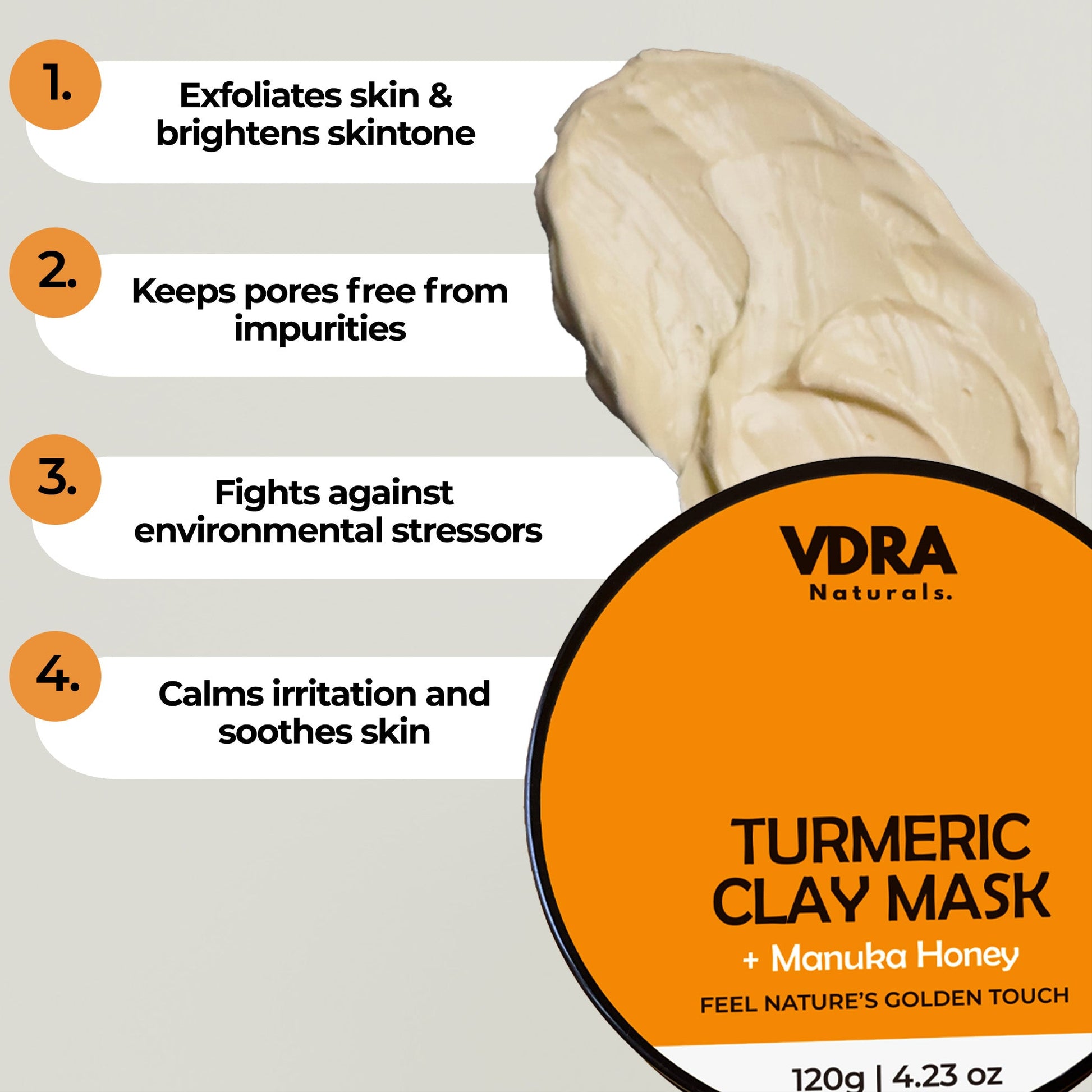 Natural Ayurvedic Turmeric Clay Mask_Key benefits Image
